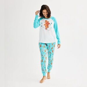 Women’s Jammies For Your Families Small Dog Top And Jogger Bottom Pajama Set New